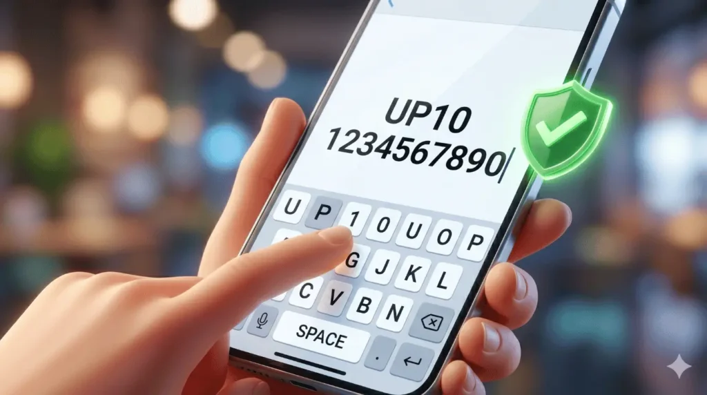 यूपी बोर्ड 10वीं 12वीं रिजल्ट के लिए मैसेज में कैपिटल लेटर और स्पेस का सही इस्तेमाल।