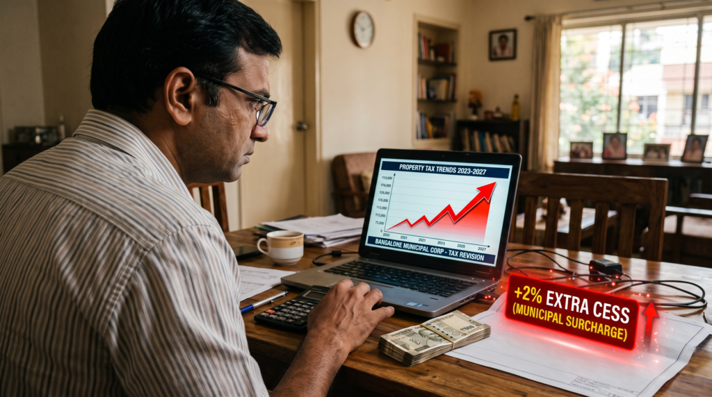 Homebuyer checking UP property circle rate calculation and 2 percent extra cess burden